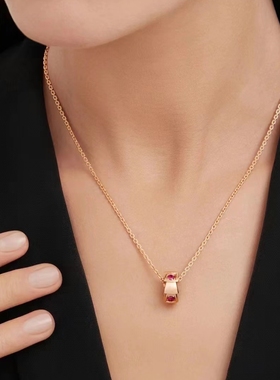 【公价3.67万】99新宝格丽红宝石限定蛇骨项链360659正品二手