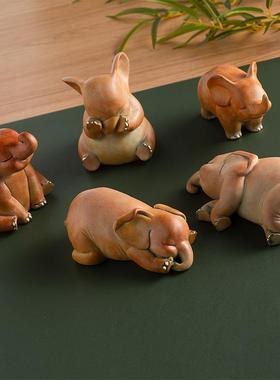 古铜官 黄铜小象摆件工艺品办公桌客厅家居装饰品轻奢高档礼品