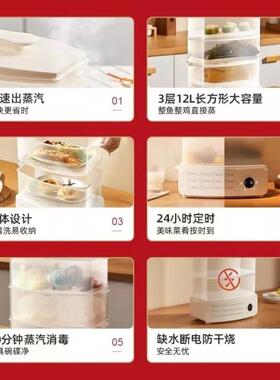 110V220V威必立家用电蒸锅蒸汽锅早餐机大容量自动断电蒸菜电蒸笼
