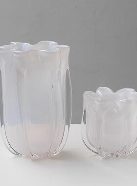 现代简约样板间白菜花瓣琉璃花瓶餐厅客厅玄关台面玻璃装饰花瓶
