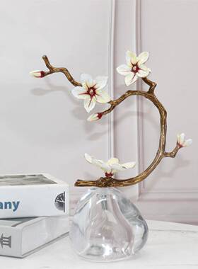 意中式田园百新合花彩创绘1水晶轻奢庭院酒店样板间摆件软装饰品