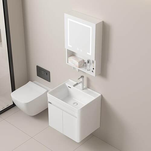 小户型洗手盆蜂窝铝加深洗脸池卫生间浴室柜组合陶瓷一体盆洗漱台 - 图0