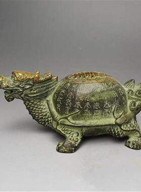 文玩铜器金属工艺礼品家居装饰收藏仿古纯铜鎏金百寿龙龟摆件