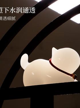 正品天然玉石爱好运小猫摆件礼手工可客厅桌面可装爱饰品送女友生