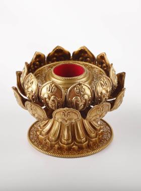 金萨文化 慧宝黄铜 手摇藏式 家用莲花底座家用民族风工艺品摆饰