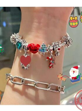 Christmas Series 925 Sterling Silver Hat Heart Red Nose Rein