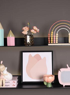 样板间儿童房摆件女孩衣柜衣帽间软装饰品套组书柜书桌组合套装