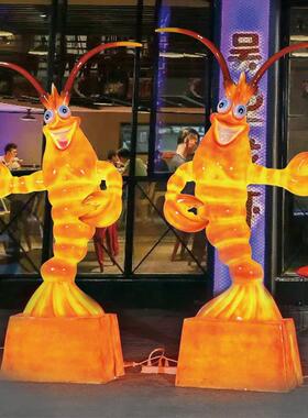 模拟夜光玻璃纤维雕塑小龙虾吊坠模型欢迎装饰餐厅摊位招牌螃蟹装