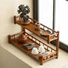 Tea multi-layer ornaments, ancient rack, desktop rack, tea cup display rack, solid wood saucer, handmade tea set storage