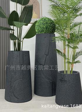 创意ins玻璃钢花瓶美陈商场酒店展厅售楼处落地绿植花艺景观摆设