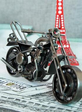 铁艺靠背摩托艺车模金属工品摆铁质工艺品摩托车跑型车 M12M127件