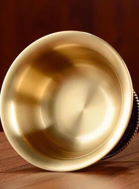 黄铜供水杯铜雕花嵌彩珠八吉祥杯净水杯七供水杯圣水杯供水碗