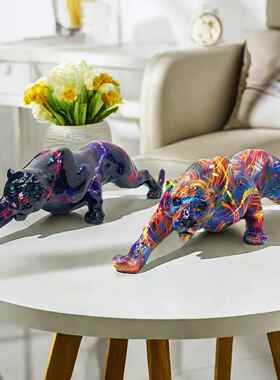 新款创意现代仿真豹子摆件家居酒柜客厅书房长颈鹿头摆设装饰礼盒