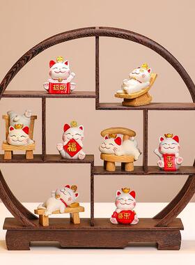中式古风客博古架鸡翅木多宝新阁招fgj财猫厅玄关摆件乔迁小居装
