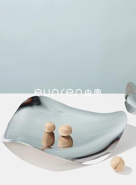 简约欧式不规则不锈钢水果盘托盘摆件家居厨房餐厅样板房软装饰品