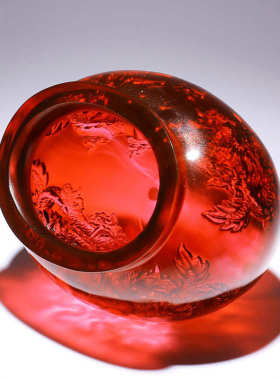 招财聚财办公室客厅玄关装饰品开业乔迁贺礼品琉璃龙缸聚宝盆摆件