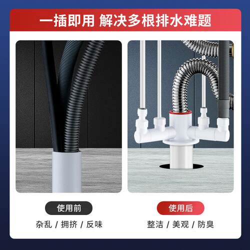 厨房下净水能管三通前置过滤器排水豪客莱管道功水槽洗碗机水器多 - 图1