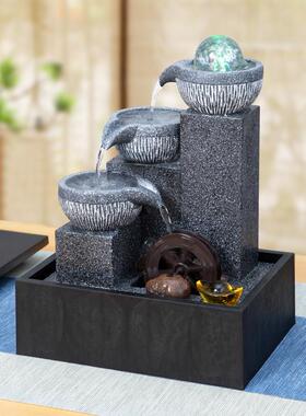 招财风水轮流水生财循环水客厅装饰办公室茶几风水球桌面水车摆件