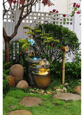 流水假山摆件喷泉水循环落地生财玄关客厅阳台户外庭院造景观装饰