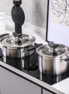 现代简约样板间厨房组合摆件不锈钢汤锅黑色燃气炉板软装饰品道具