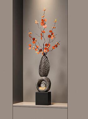 入户玄关石来运转玉兰仿真花玄关客厅插花摆件装饰乔迁新居礼品