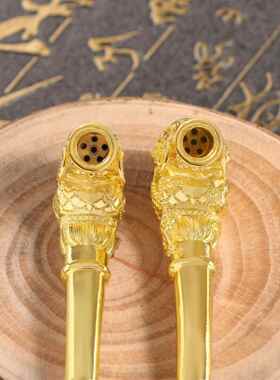 古代金器龙凤烟嘴鎏烟雕铸件金烟CA564金具斗烟铜镀金斗工艺品收
