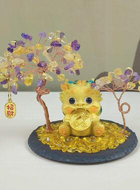 新款招财猫摆件天然水晶招财树八方来财貔貅桌面摆件家居可爱招财