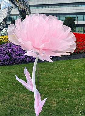 会动的花大型自动开合花电动机械动态牡丹花手工花落地灯装饰