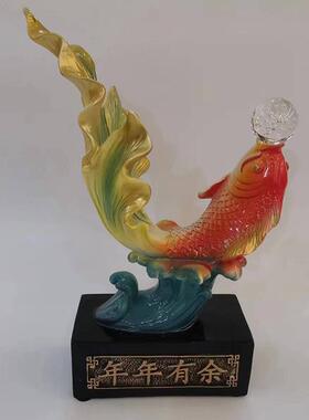 屋美屋吉善缘 《年年有余》 金龙鱼摆件 客厅办公桌创意家居装