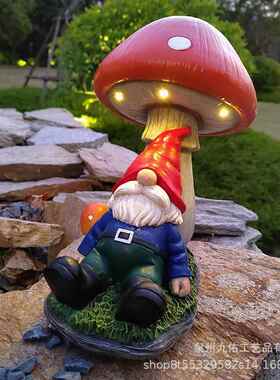 林仿真蘑菇雕摆件庭院花能园草坪卡园通精灵太塑阳JY20127T装饰品