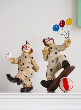 欧式复古马戏团小丑表演自行车树脂娃娃摆件创意家居房间装饰品