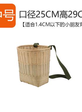 竹编背篓采摘表演茶叶竹筐儿童背箩舞蹈首具竹制品带背带可调节