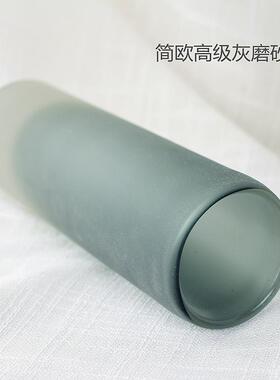高级感花瓶灰色艺术摆件磨砂办公室玄关装饰细长细高客厅插花花器