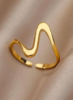 Stainless Steel Rings for Women Aesthetic Heart Gold Color W