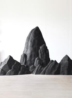 仿真石头造景空心假山石户外庭院玻璃钢园林景观摆件井盖石刻字