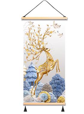 高档入画户关装饰画玄寓意好布艺挂画走壁廊过道画背景墙招财福鹿