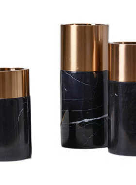 简约现代大理石圆形花瓶欧式客厅茶几软装饰品北欧电视柜轻奢摆件