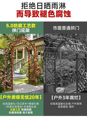 防腐木花园入户拱门带门花架院子室外庭院鲜花爬藤架月季拱形门