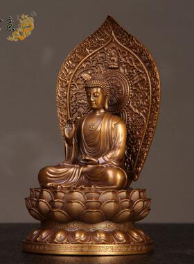 真古意 黄铜阿弥陀佛佛像摆件释迦三宝佛西方三圣生肖猪狗本命佛