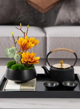 新中式茶道铁花艺托盘组合摆件板间售ML-9032楼处茶几样茶书房桌