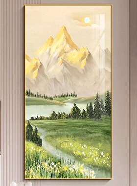 日照金山入户玄关装饰画山水风景2026新款壁画走廊过道肌理感挂画