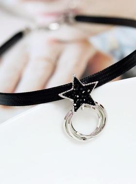 星星吊坠项链颈链项圈女锁骨链颈带脖子饰品黑色简约欧美性感夏季
