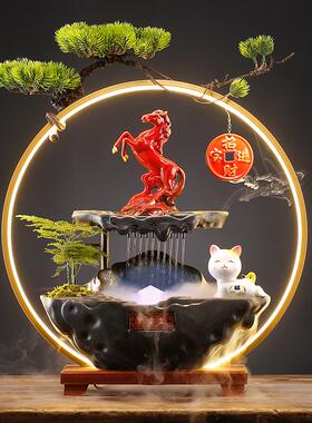 创意招财猫装饰品家居客厅办公室桌面流水生财摆件循环水开 业送
