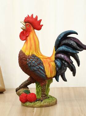 跨境新款庭院仿真公鸡摆件花园饭店农家乐装饰树脂创意雕塑工艺品