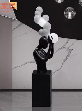 大轻奢物雕塑人摆件马RX97头装置艺术品售楼处酒店堂橱窗落地装摆