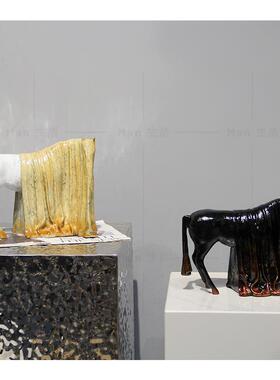 新中式创意金属蒙面马雕塑摆件样板间售楼处酒店大厅玄关书房桌面