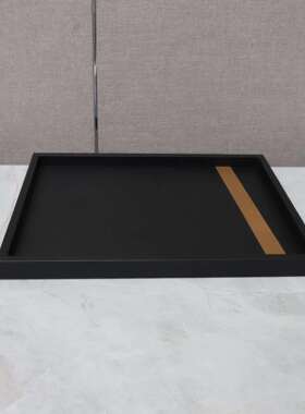 现简约木质黑色托盘样板间公室桌面茶几客厅家居软装饰品摆件