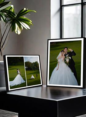 摆台相框照片定制婚纱写真全家福摆件黑色金属相框相册打印洗照片