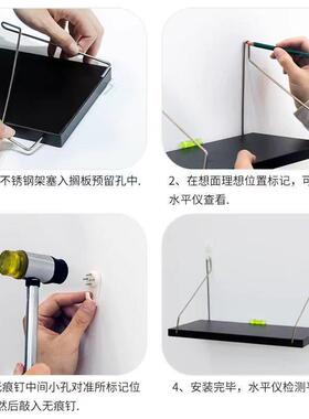 墙上置物架一字隔板免打孔书架客厅卧室装饰实木板墙面置物架壁挂