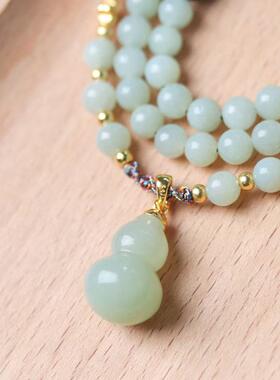 印度小叶紫檀福禄寿禧脖挂项链搭配银镀金饰品男女款脖挂项链